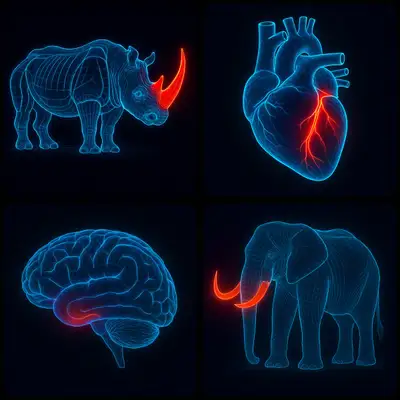 Educational glowing anatomy illustration with a highlighted focus point