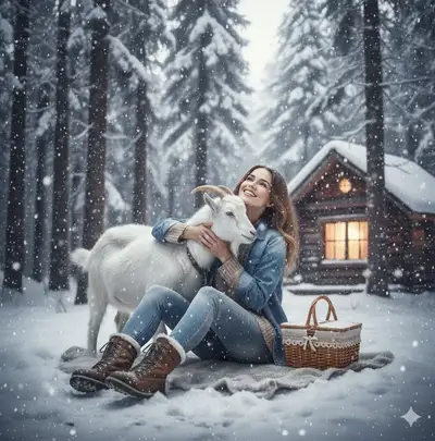 Winter Friendship Snowy Forest Image Prompt