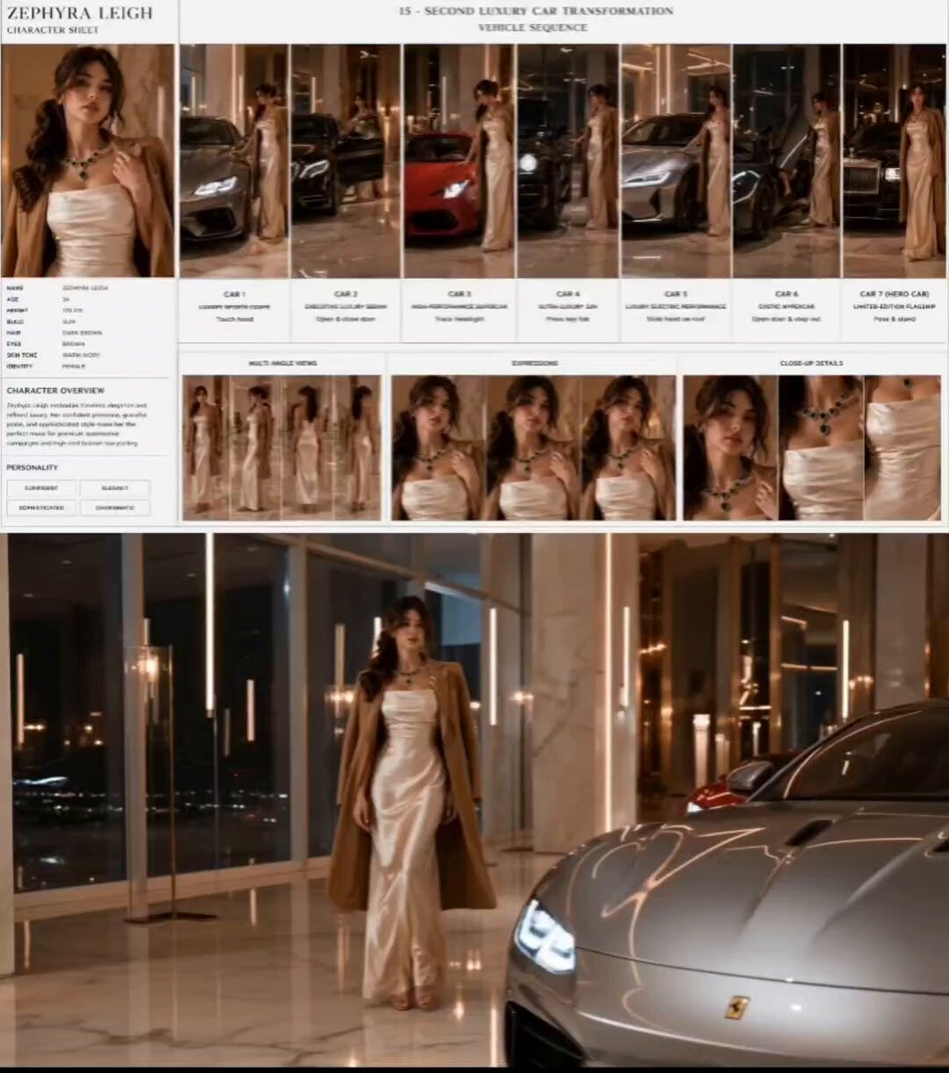 Luxury car showroom commercial with seamless vehicle transformations