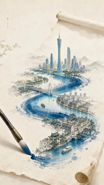 广州水墨城市风景海报