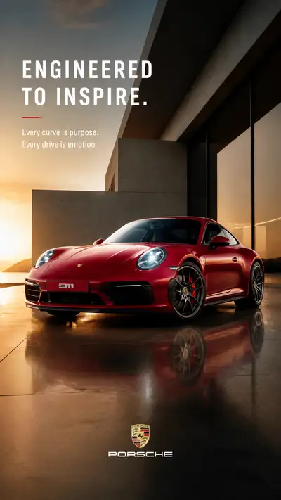 Porsche 911 Guards Red 豪华广告海报