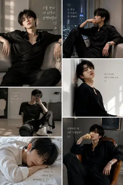 Cinematic Korean Fashion Editorial 6-Panel Collage