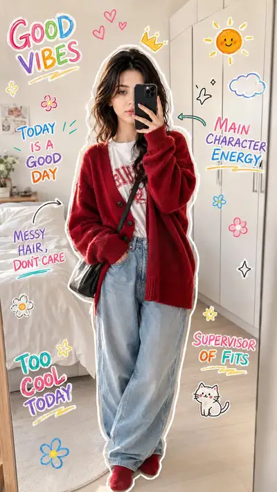 Cinematic Mirror Selfie Doodle Poster