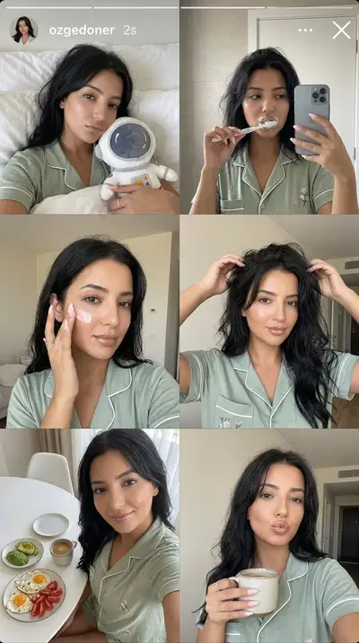 Ultra-Photorealistic Morning Routine Selfie Collage
