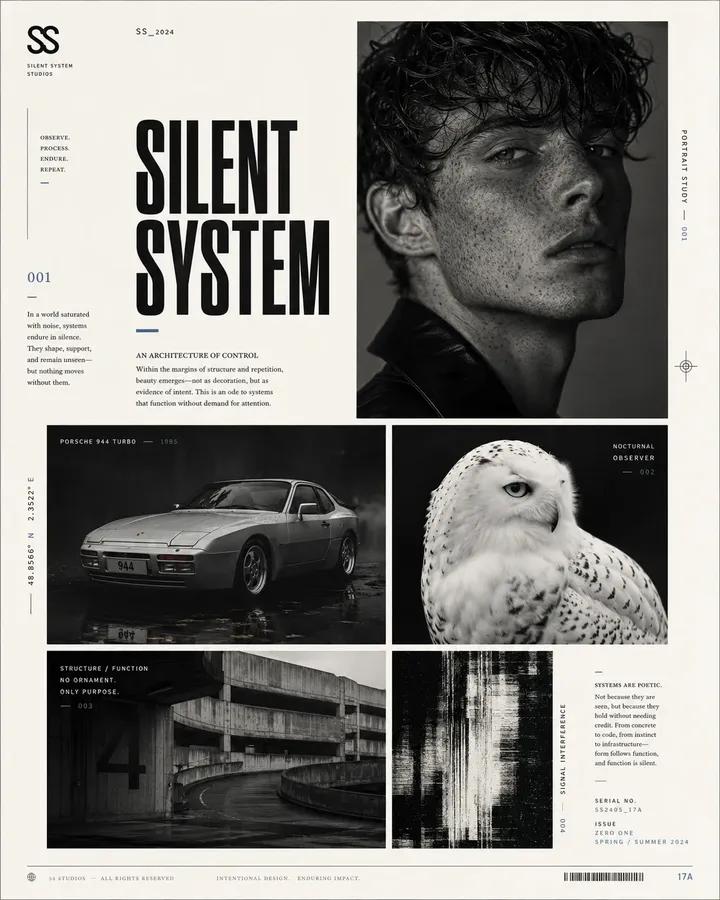 Avant-garde modular grid magazine poster