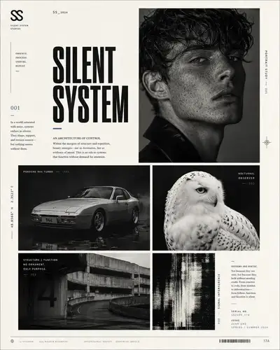 Pôster de revista de grade modular vanguardista