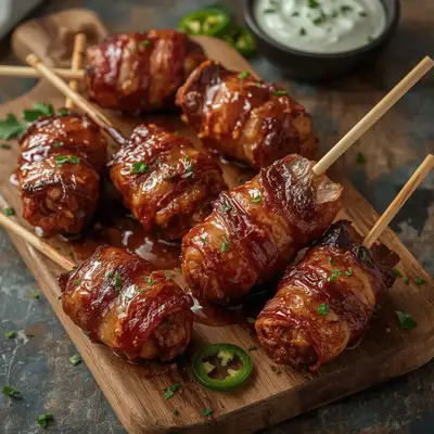 Honey Bacon BBQ Chicken Lollipops Food Photography