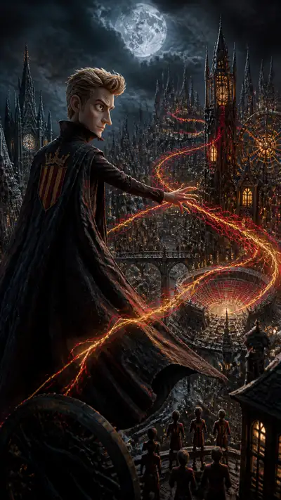 Dark fantasy animation poster of a playmaking football genius