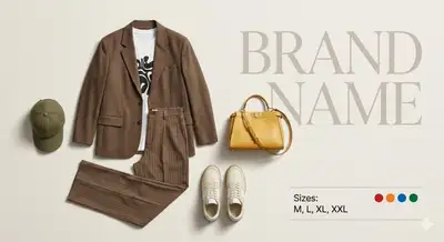 Ecommerce flat-lay fashion catalog display with no model
