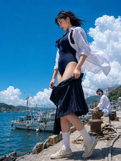 Summer Harbor Walk Photorealistic Prompt