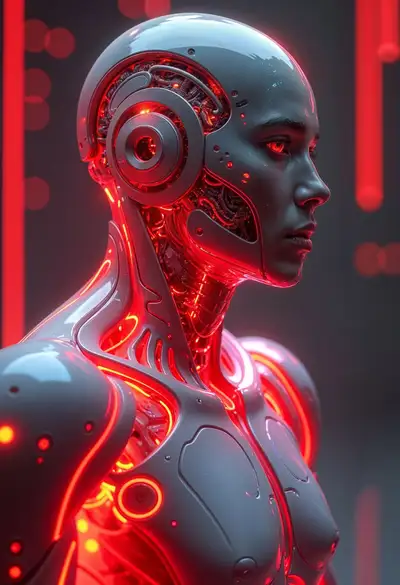Iridescent Male Cyborg Portrait
