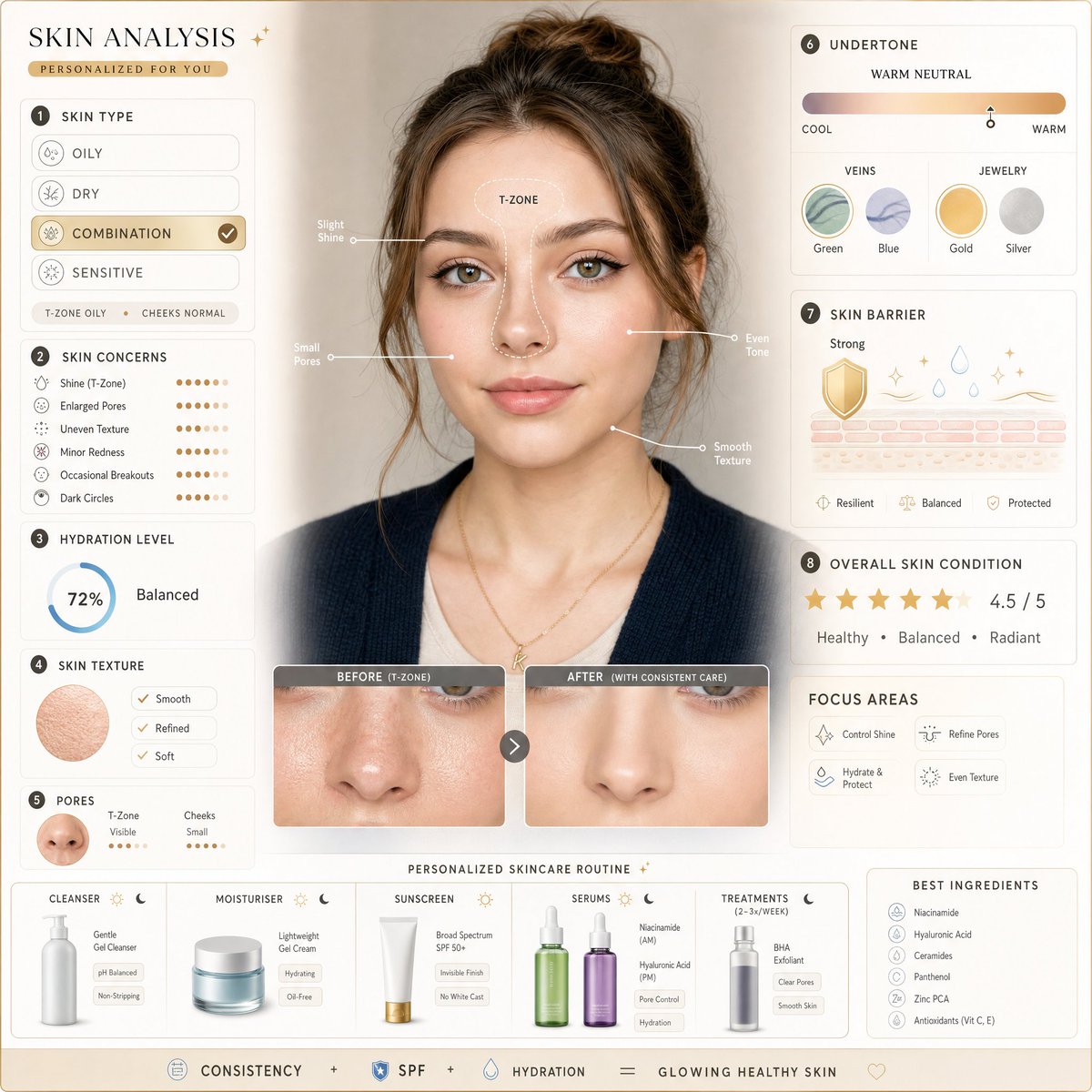 Personalized skincare analysis graphic (GPT Image 2)