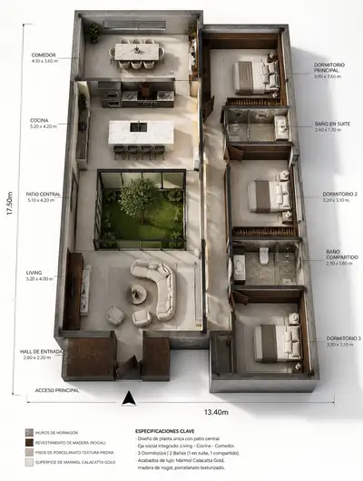 Luxury architectural floor plan print of a contemporary house