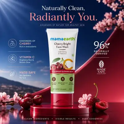 Premium cosmetic product poster with gradient background