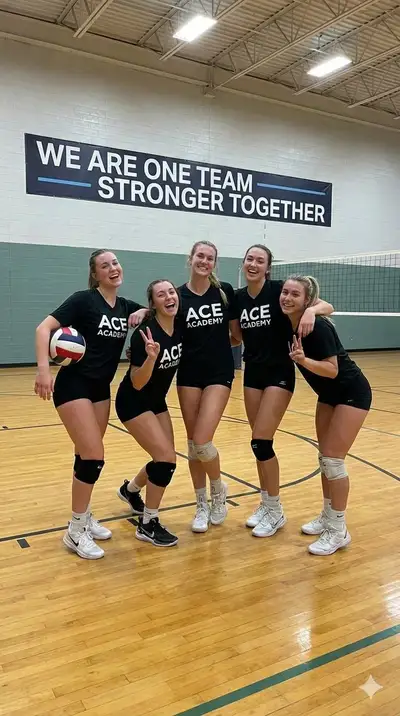 Indoor Female Volleyball Team Photo Prompt