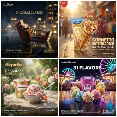 Dual FMCG ice cream ad poster template (Magnum and Cornetto)