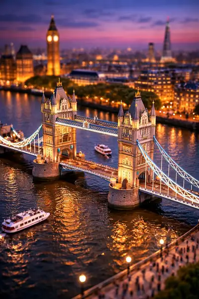 Tilt-Shift Tower Bridge Aerial View