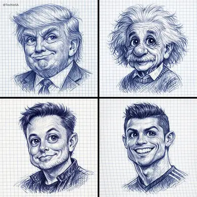 Kugelschreiber-Notizbuch-Skizze im Karikaturstil