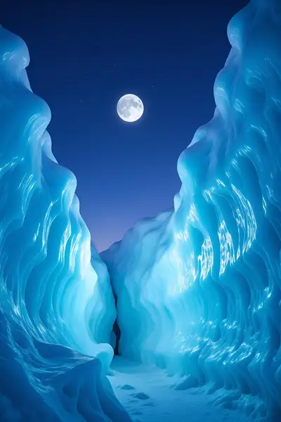 Ice Moon Night Low-Angle Shot