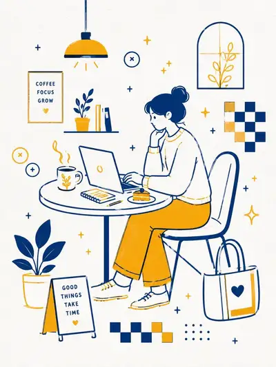 Minimalist Retro Bookstore Cafe Poster