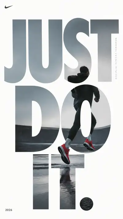 Typographic window mask brand advertising poster prompt