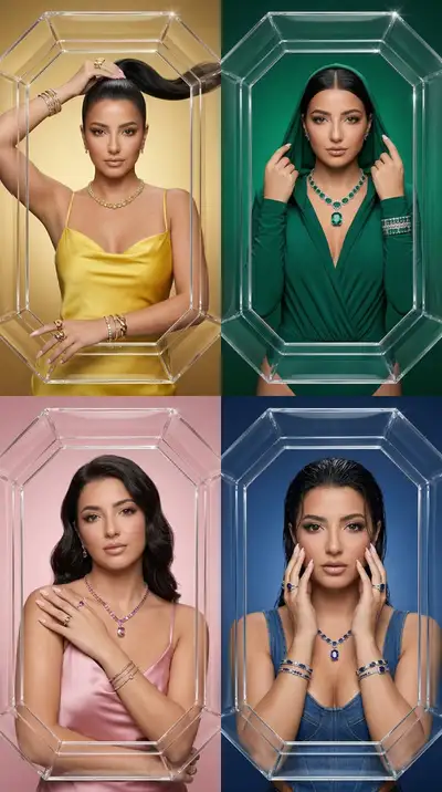 Ultra-Luxury Jewelry Campaign 2x2 Grid Prompt