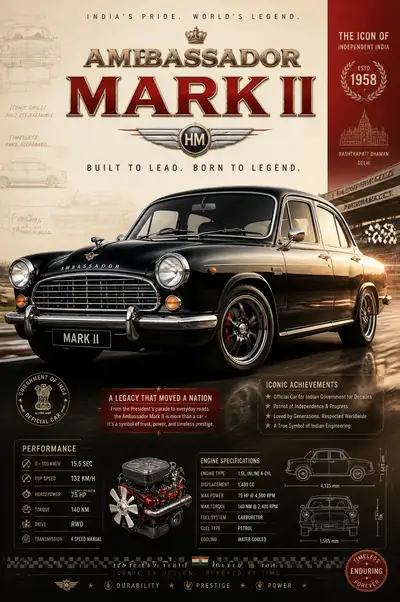 Ambassador Mark II premium automotive poster template