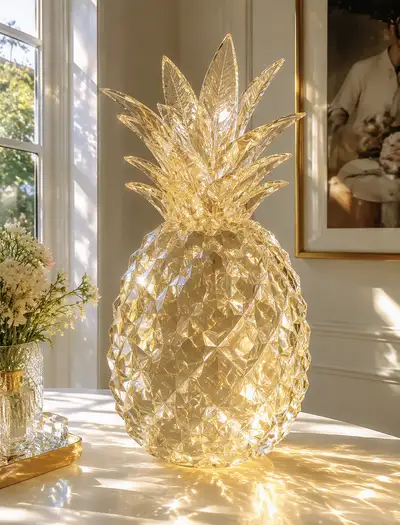 Crystal Pineapple on White Table