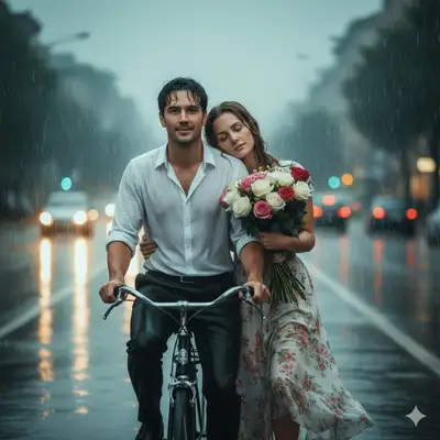 电影雨景浪漫照片转换