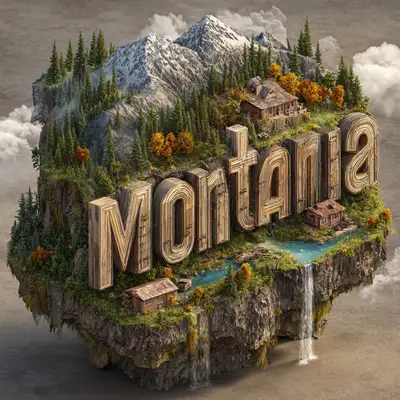 3D Montana Lettering Floating Island