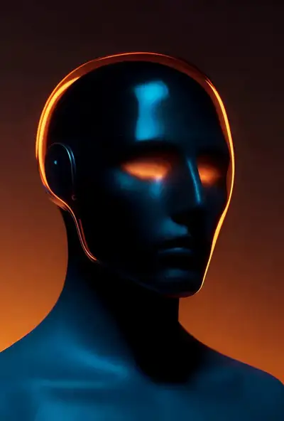 Prompt de studio cinématographique d'une figure humanoïde lumineuse