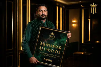 Professional engineer promotional poster with gold monogram