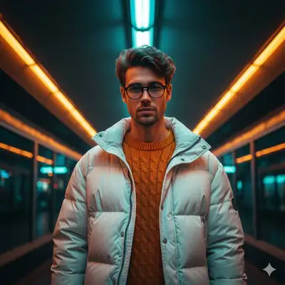 Retrato de Moda Cinematográfico en Túnel de Neón
