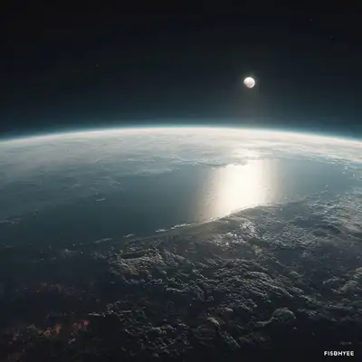 Earth and Moon from Space Hyper-Realistic Shot