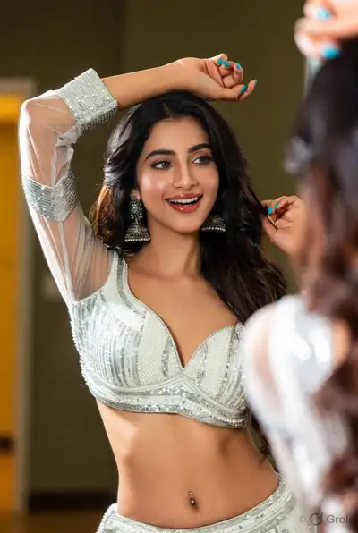 Indian Woman in Designer Lehenga Mirror Selfie