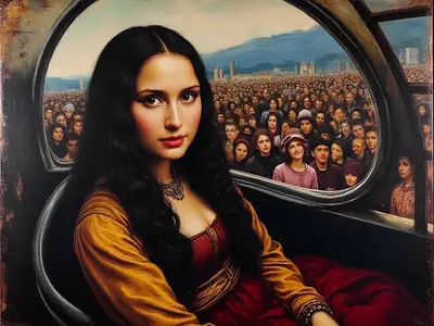 Mona Lisa in NYC Subway Oil Painting