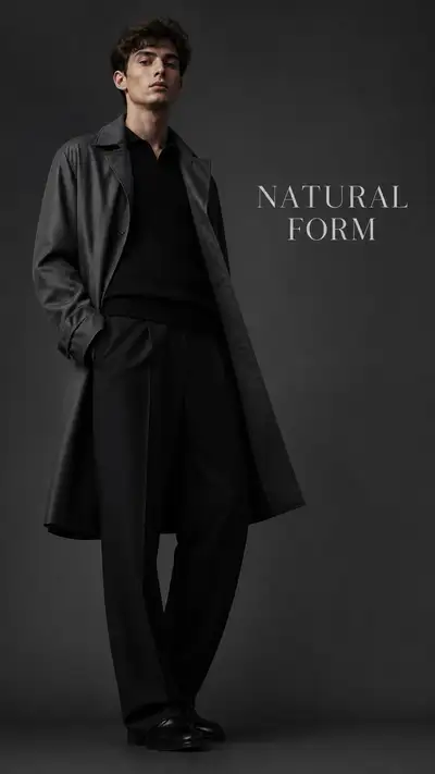 Zara editorial campaign, model in charcoal lightweight trench coat