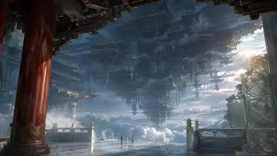 Inverted Celestial Palace Matte Painting