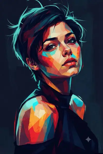Geometric cubist portrait illustration prompt