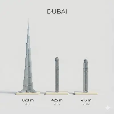 Miniature Skyscraper Height Comparison Diagram