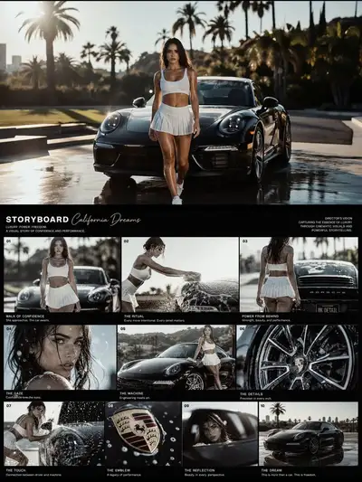 Cinematic Luxusauto-Werbespot Storyboard Video