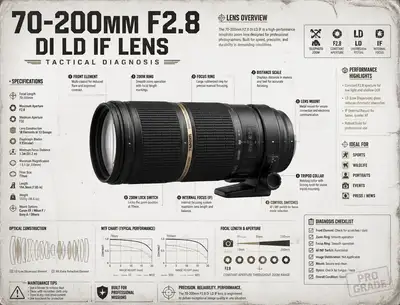 Camera lens tactical infographic diagnosis poster