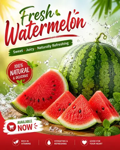 Fresh Watermelon Social Media Advertisement Poster