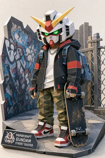 Papercraft style image transformation edit