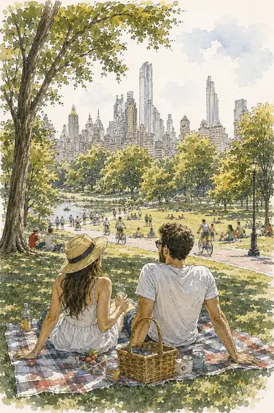 Central Park Summer Picnic Couple