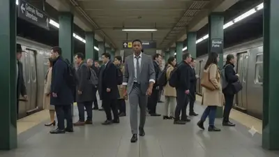Escena de acción telequinética en un metro abarrotado