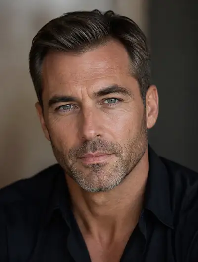 Realistic portrait of a mature 45-year-old European man