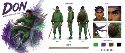 Premium Cinematic Character Bible Sheet for Warrior DON