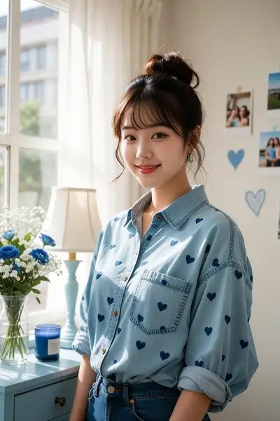 Cozy Portrait of Woman in Denim