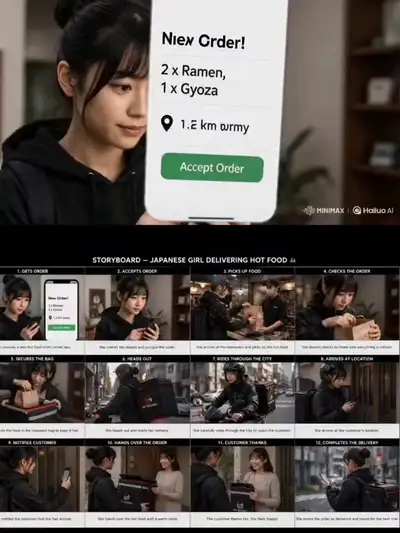 Japanese Food Delivery Commercial Video Prompt